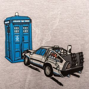 DOCTOR WHO TARDIS BACK TO THE FUTURE DOLOREAN T-shirt